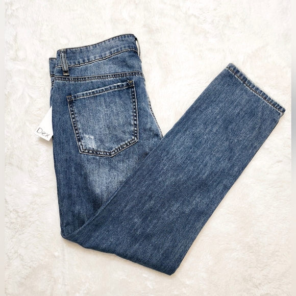Dex Ripped Blue Fadewash Straight Leg Jeans. Womans Size 27. - Picture 13 of 16
